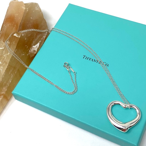 💯% Authentic Tiffany & CO. Elsa Peretti Big Open Heart Pendant Necklace 💖 - Picture 8 of 11